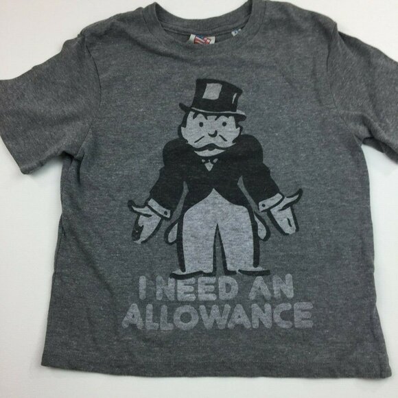 Junk Food Youth I Need An Allowance Monopoly Game Night Gray T-Shirt Size Medium - Picture 2 of 7